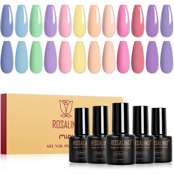 UV-nagellack Pastell, 12 färger blå grön lila rosa gul naken gel nagellack