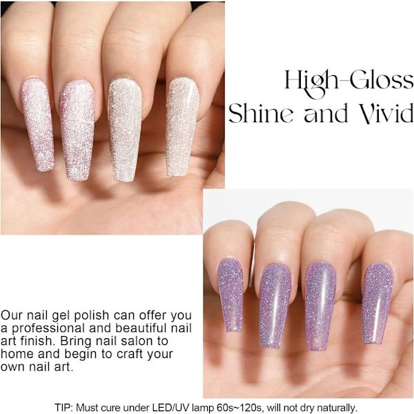 Semi-permanent glitterlack, 6 färger mini nagellack