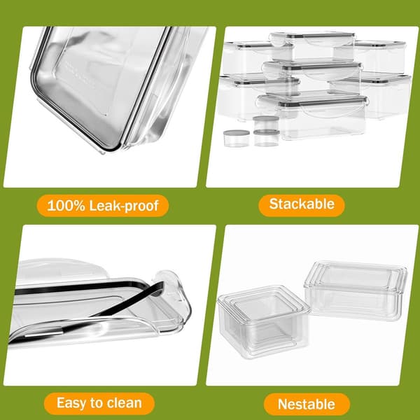 Food Storage Container with Lid Set, 40 Pieces, Leakproof Food Container Set for Kitchen