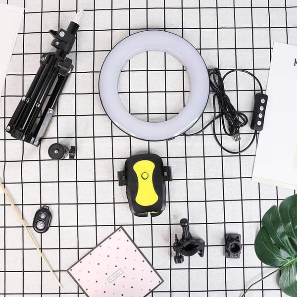 Selfie Lampa LED Ring Light Stativ  -20 cm + Fjärrkontroll Svart