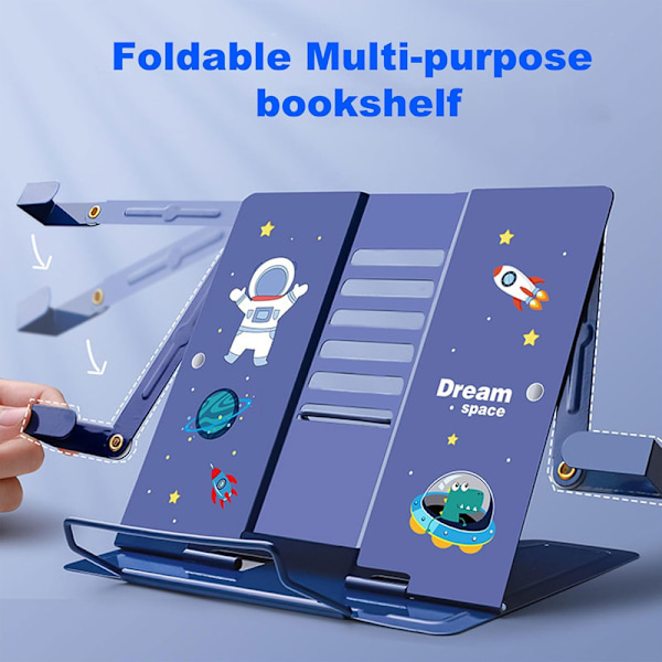 Carimee Reading Book Stand, Lightweight Cookbook Stand, Textbook Recipe Holder with Astronaut Pattern,