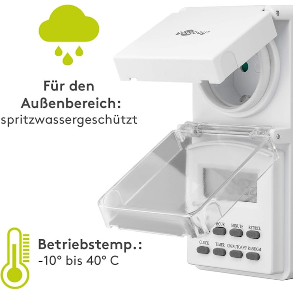 Digital Timer/IP44/Programmable/Indoor and Outdoor/LCD Display, Easy to Use