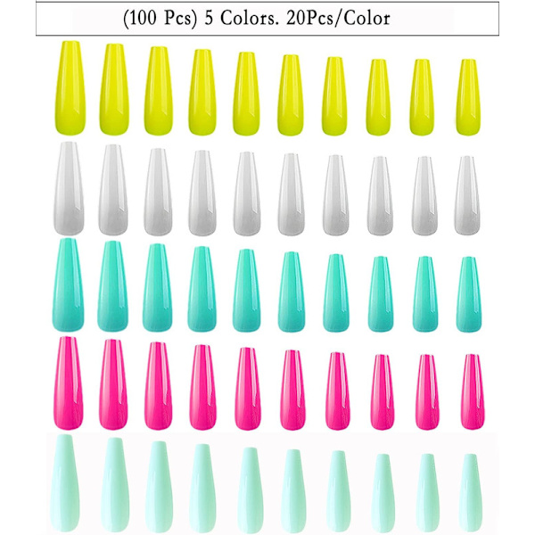 Colorful Long Coffin False Nails Ballerina Fake Nails Candy Press On Nail Acrylic Nail