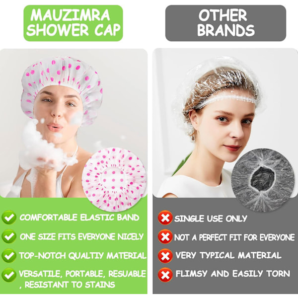 4 Pack Shower Caps for Women/Men Lightweight Plastic Shower Caps 30cm