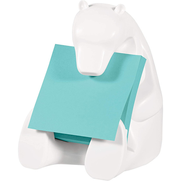 Super Sticky Znotes Dispenser 'Bear', vit, monterad
