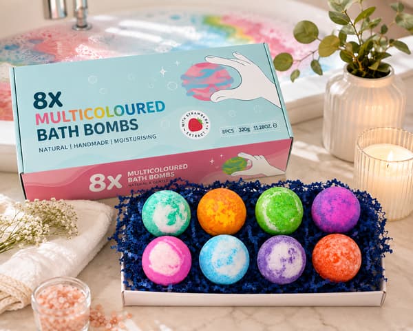 8-pack Veganska Badbomber – Lyxigt & Återfuktande Badset | Perfekt Present