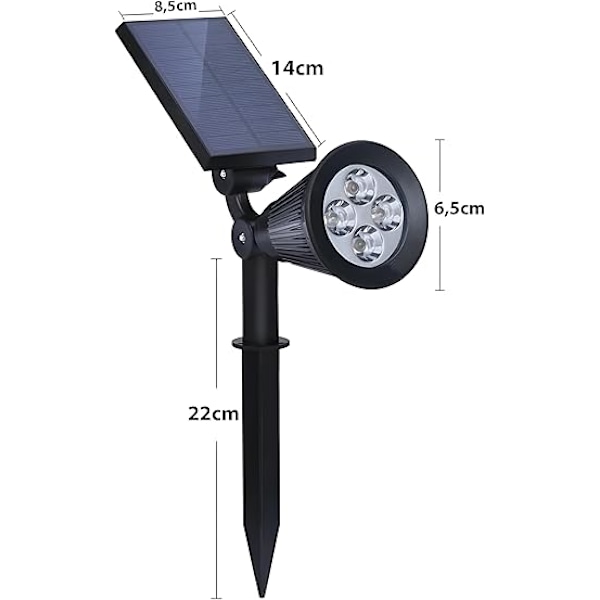 Solcellslampor för utomhusbruk med skymningssensor, 4 x LED