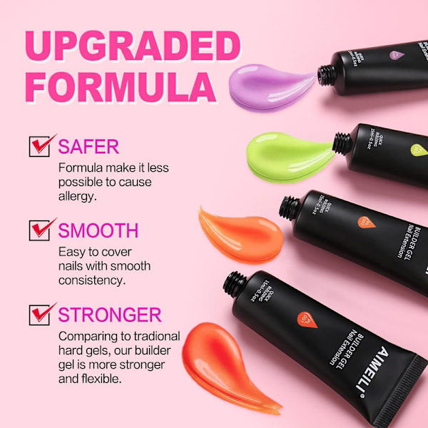 UV GEL Nagelkit, 15ml 6 Färger Byggargel Nagel Förlängning Poly Extension Gel Nagelkit 7