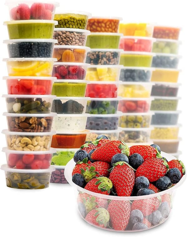 25-pack - 250 ml/8 oz runda stapelbara plastmatbehållare med lock