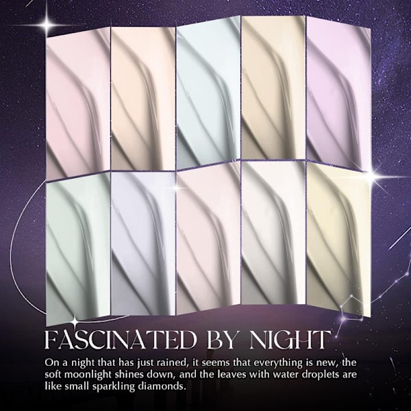 10 Färger Gel Nagellack Set, Luminösa Neon Färger Ljusgula Gröna Blå Lila Macaron Färg Shellac Gellack,