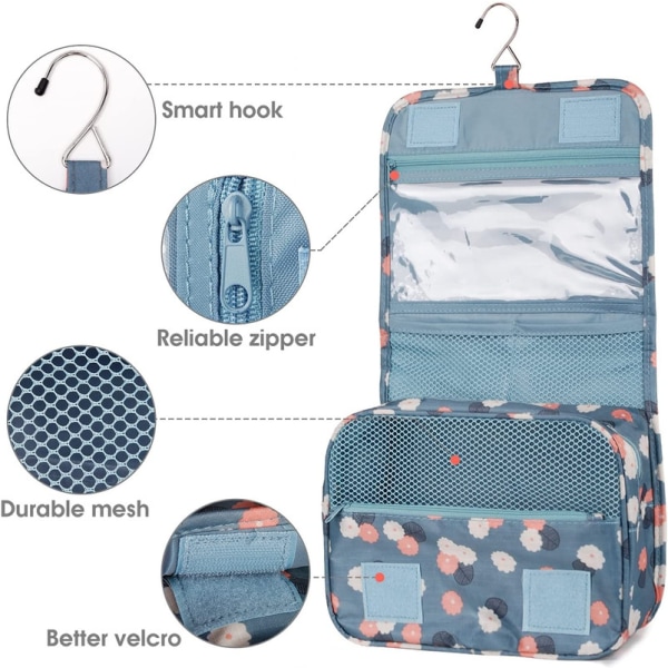 Rese-toalettväska hängande tvättväska för kvinnor, flickor, smink