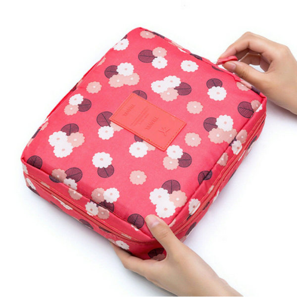 Expandable Makeup Bag Travel Hanging Wash Bag Toiletry Red wine
