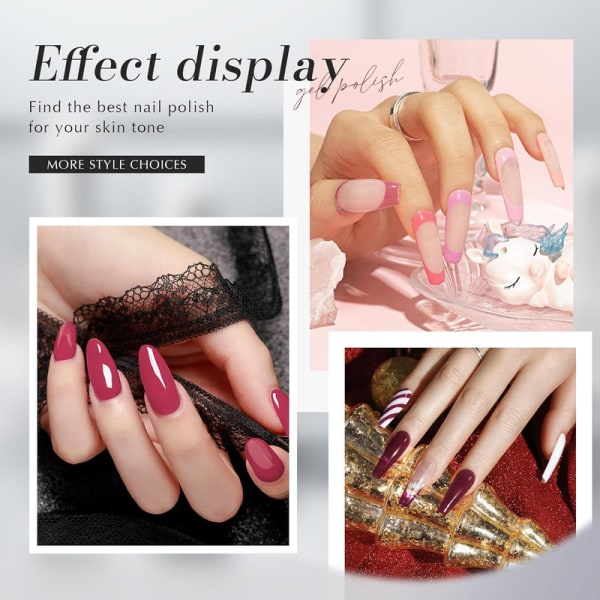 6 färger UV Gel Nagellack Set, Röd Rosa Gel Lack, Gel Nagellack Kit