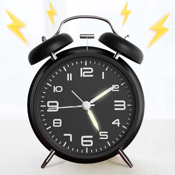 Väckarklocka Classic med lysande visare, batteridrivet högljudd alarm för tunga sovande