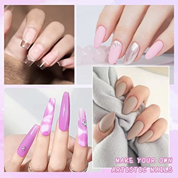 Dipping Powder Nails Set, 12 Colours Clear White Dip Powder