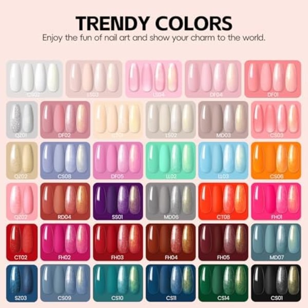 40-delars Set med Semipermanent Nagellack, 35 Färger Röd Vit Nude Svart Glitter Höst Semipermanent UV Nagelgel