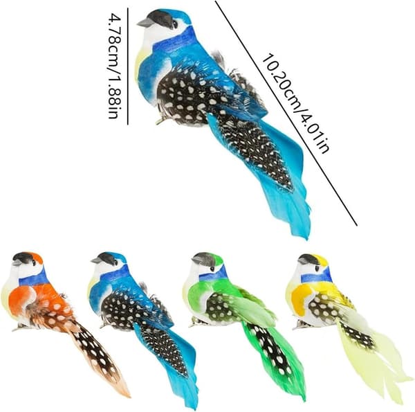 8 Pieces Artificial Feather Birds, Small Artificial Bird with Clip, Decorative Birds Artificial Ornaments,
