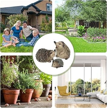 3 pieces decorative hedgehog figure, hedgehog baby in a leaf, realistic polyresin hedgehog