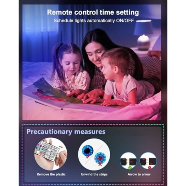 LED Remsa 30m, LED Sovrum, LED Remsa RGB Ljus, Bluetooth Applikationskontroll Synkroniserad