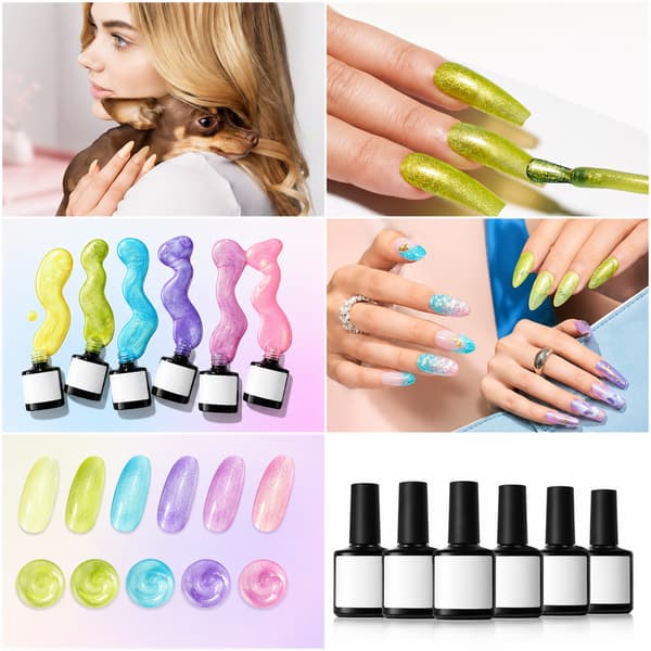 UV-nagellack, 6 färger, gel, nagellack, UV nageldesign, set