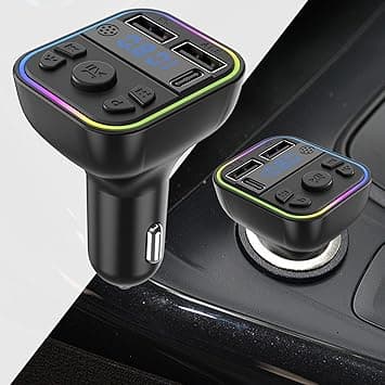 Wireless car adapter, Bluetooth car transmitter, wireless audio receiver, multifunctional design,