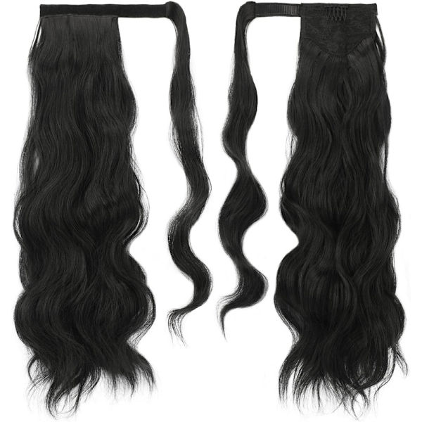 Lång vågig hästsvansförlängning Clip Ponytail Extension Ponytail Extension 70cm Svart