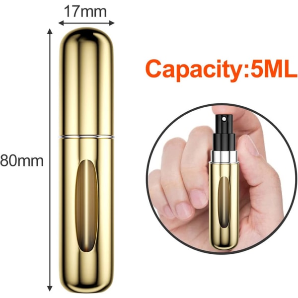 6 stycken 5 ml parfymsprejflaska, påfyllningsbar flaska,