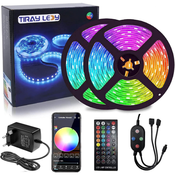 40M Bluetooth LED-remsa, LED-ljus 16M färg 64 scenlägen, Sync Music Complete Kit Home,