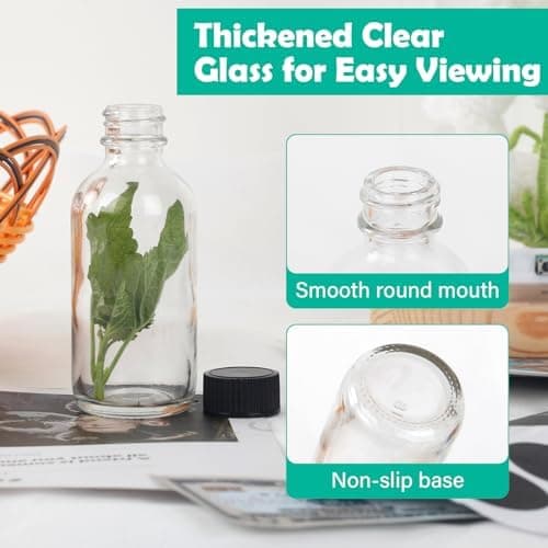 Mini Glasflaskor med Lock, 12 Shotflaskor för Fyllning 60ml, Små Glasflaskor