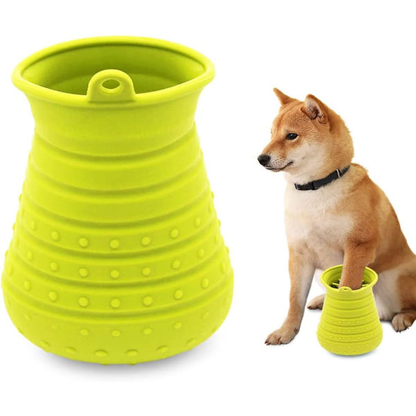 Dog Paw Cleaner Bärbar hundrengöringsborste med handduk, Pet Passport Cleaner för hundar,