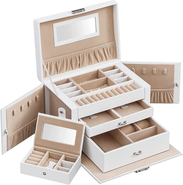 Jewelry Case Jewelry Case Lockable Mirror 4 Hooks JBC121W