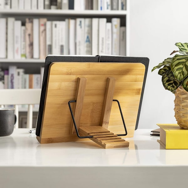 Holder, wishacc Bamboo Adjustable Book Stand Holder Tray and Page Paper Clips