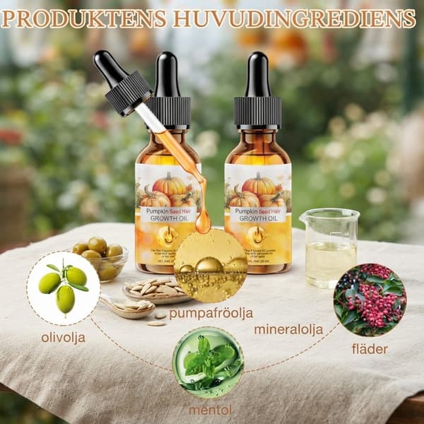 2 stycken Pumpafröolja för hår 60ml Pumpafröolja Pumpafröolja för hårväxt 100% ren