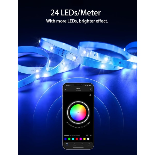 LED Strip 20M, RGB 5050 LED Strips, 30 LEDs / Meter, App and Remote Control,