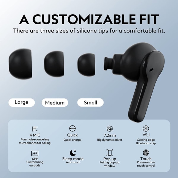 T13 Bluetooth hörlurar, trådlösa in-ear-hörlurar Bluetooth 5.1