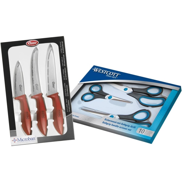 combi package Easy Grip scissors set and kitchen knife set