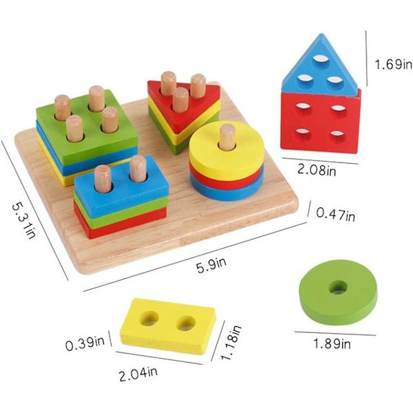 Pedagogiska toddler leksaker Geometriska former Block Board Stapel Sortera Plug Toys