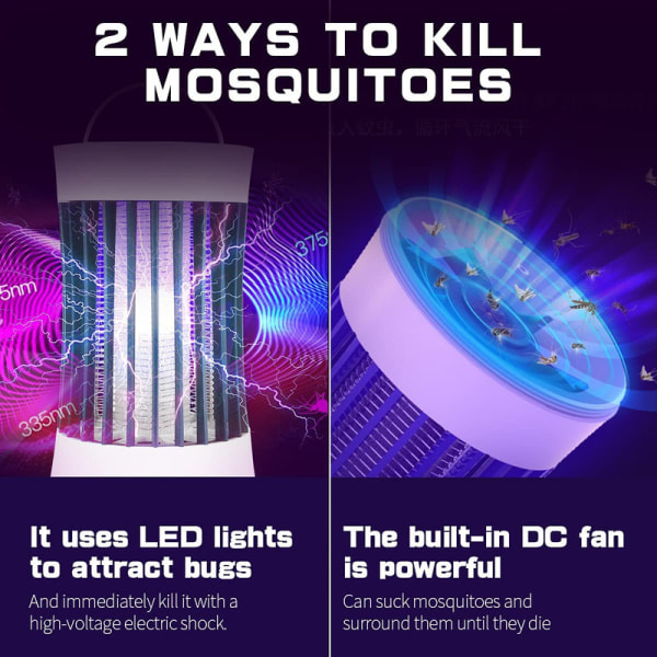 Portable Electronic Rechargeable Mosquito Fly Killer Light/Bug Zapper for Summer Travel,