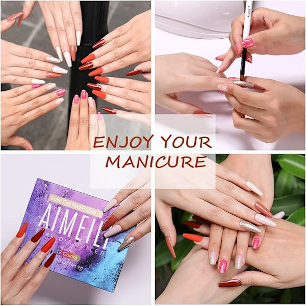 Solid Gel Nagellack 12 Färger Solid Nagel Gel UV LED Soak Off