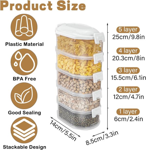 10 Pieces Storage Jars with Lids Airtight Storage Box Kitchen Food Storage