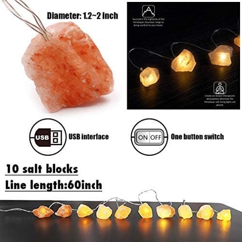 Himalayan Salt Lights String USB Pink 10 Salt Lamp String Fairy Salt Lamp