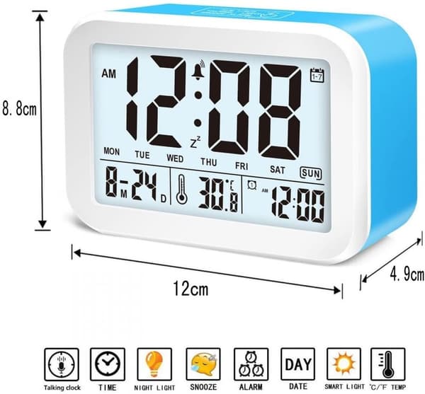 Smart digital väckarklocka med temperaturkalender Slu