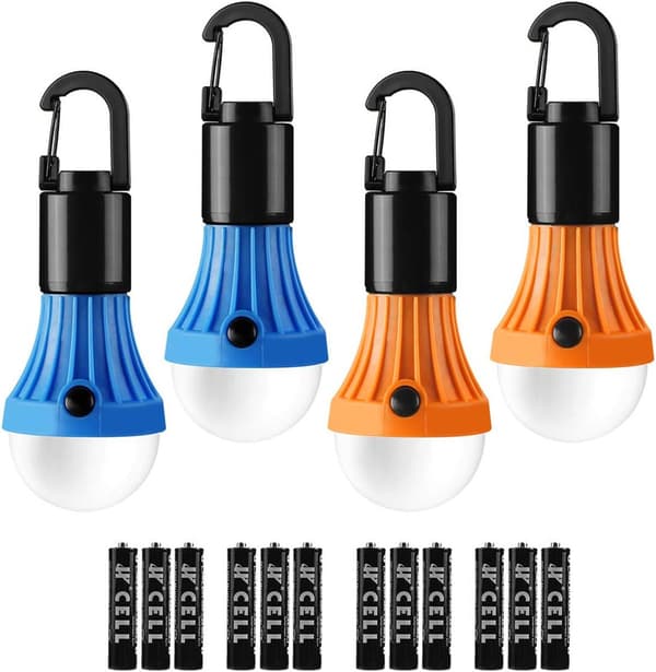 Campinglykta, batteridriven campinglampa, 4-pack