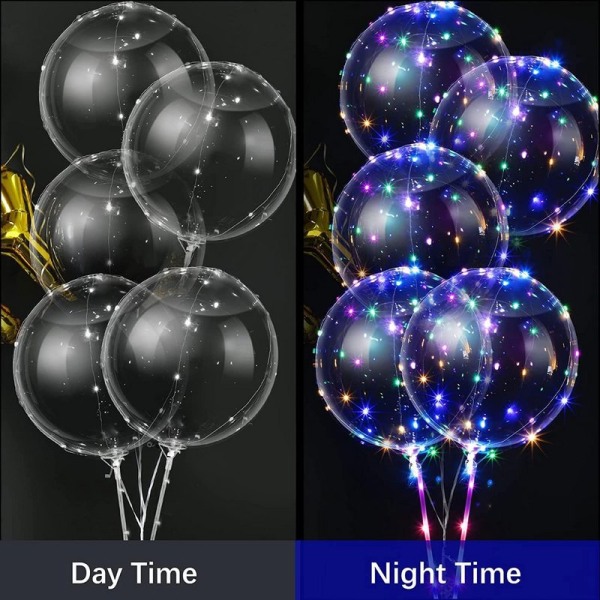 10 stycken självlysande ballonger, 24 tums LED färgglada bobo heliumballonger,