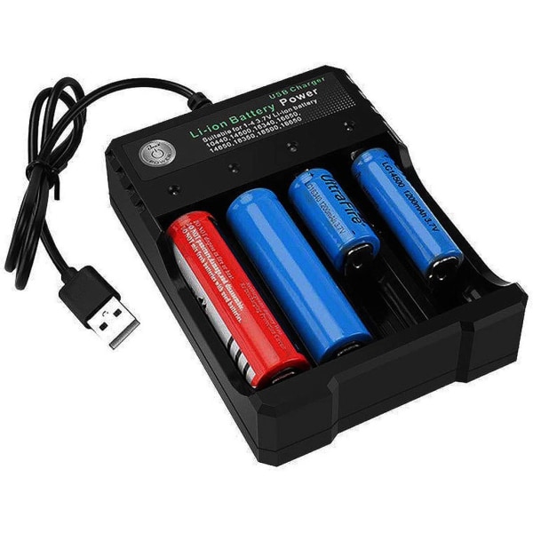 18650 batteriladdare, 4-platser USB-batteriladdning för 3,7 V