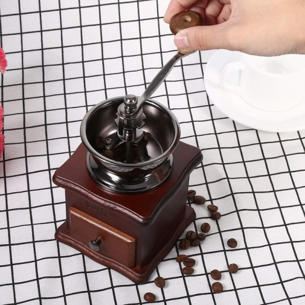 Manual Coffee Grinder Coffee Bean Grinder Retro Style Hand Grinder Cast Iron (17.5 x 10.5 x 10.5cm)
