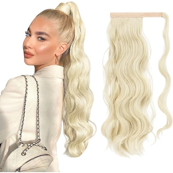 Lång vågig hästsvansförlängning Clip Ponytail Extension Ponytail Extension Syntetisk 70cm
