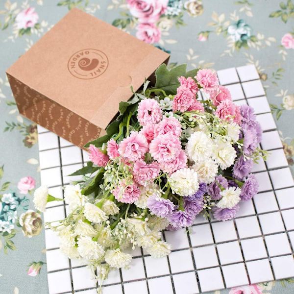 Konstgjorda nejlikor Blommor 60 knoppar 3 buntar Realistisk minikrysantemum