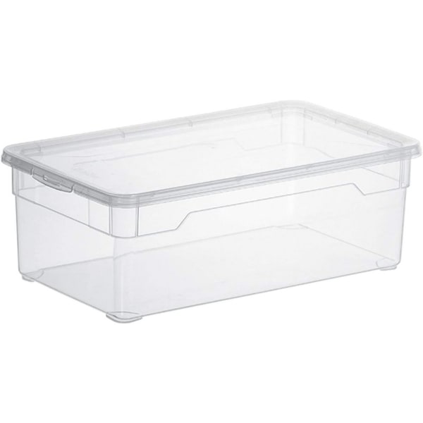 Set med 4 genomskinliga skokartonger för damer, 5 L, med lock, 33 x 19 x 11 cm (L x B x H)