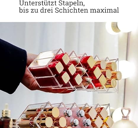 Organizer Drawer - 16 Slots Acrylic Holder, Makeup Organizer Storage Transparent Plastic Stand,